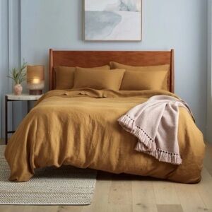 NWT Quince European Linen King Duvet Cover in Tobacco